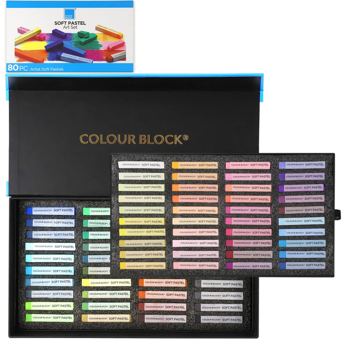 COLOUR BLOCK 80pc Soft Pastels for Artists, Color Chalk Pastels Classroom  Set