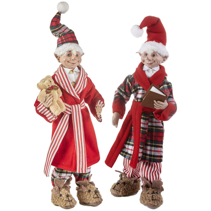 RAZ Imports Set of 2 Posable Elf Ready for Bed Christmas Elfs 16 Inch