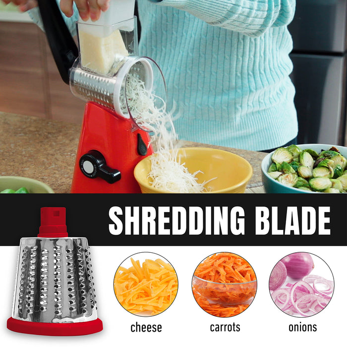 Edefisy Rotary Cheese Grater - 3-in-1 Stainless Steel Manual Drum Slicer, Rotary Graters for Kitchen, Food Shredder for Vegatables, Nuts