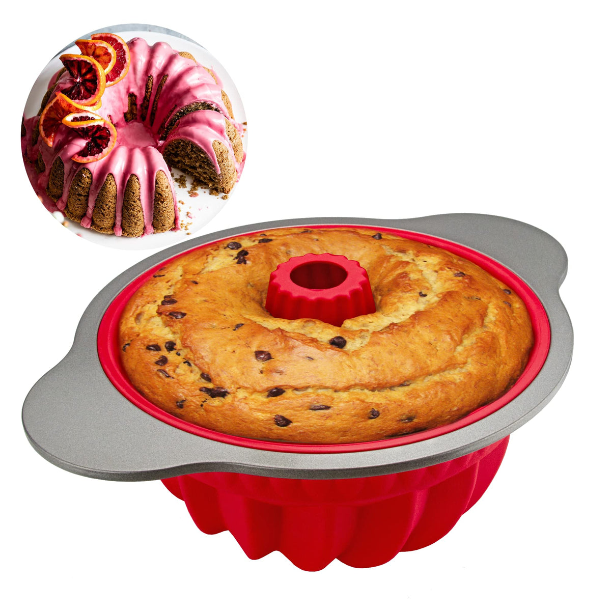 Silicone Bakeware Set | 3-Piece Professional Non-Stick Silicone Baking Set by Boxiki Kitchen | Includes Round Cake Mold Pan, Square Cake Mold Pan