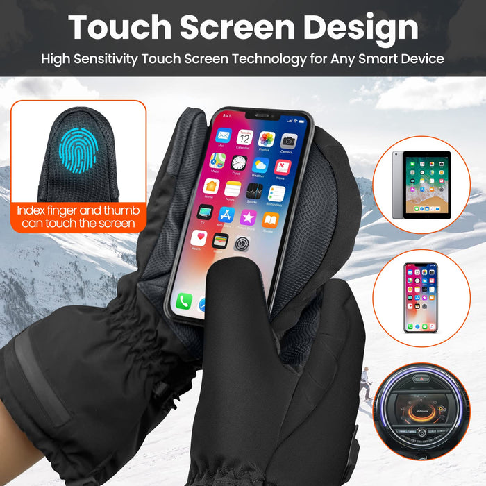 XTSZX Heated Mittens Gloves for Men Women,Rechargeable 5000mAh Electric Battery Heated Gloves, Waterproof Ski Gloves, Thermal Touchscreen Gloves for Skiing Skating Hiking Snow Motorcycle