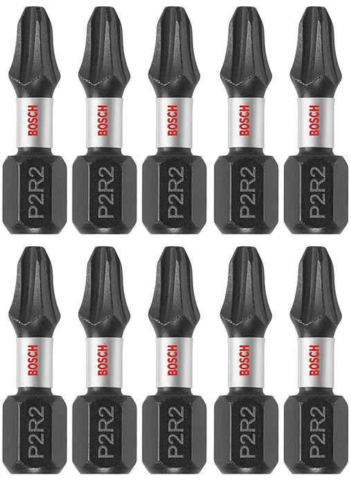 BOSCH ITP2R21B 10-Pack 1 In. Phillips/Square 2 Impact Tough Screwdriving Insert Bits