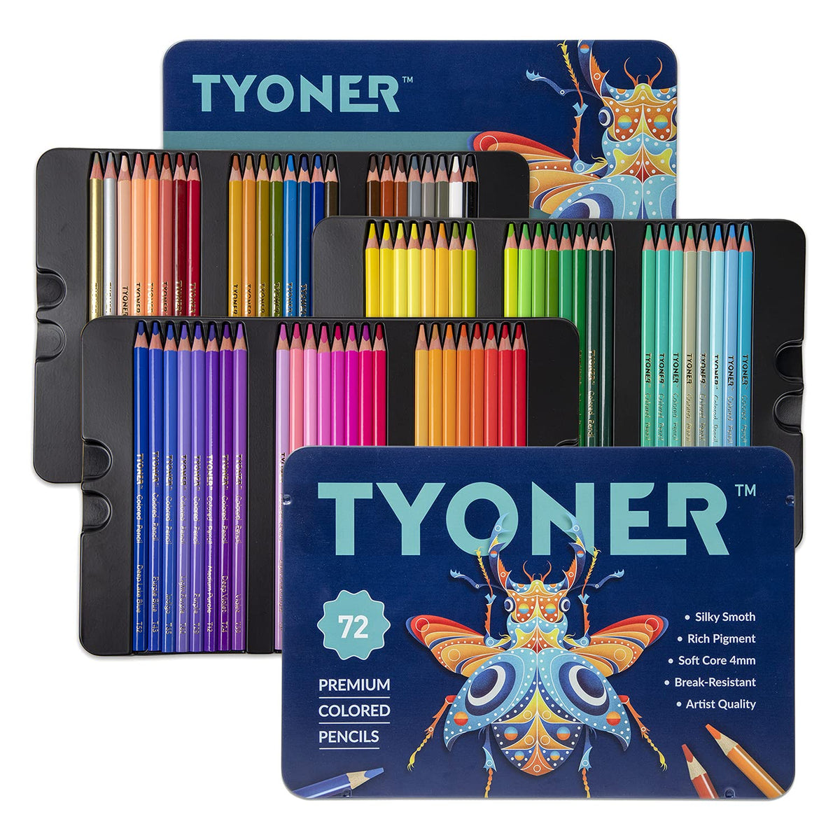 174 Colors Professional Colored Pencils Set, Shuttle Art Soft Core