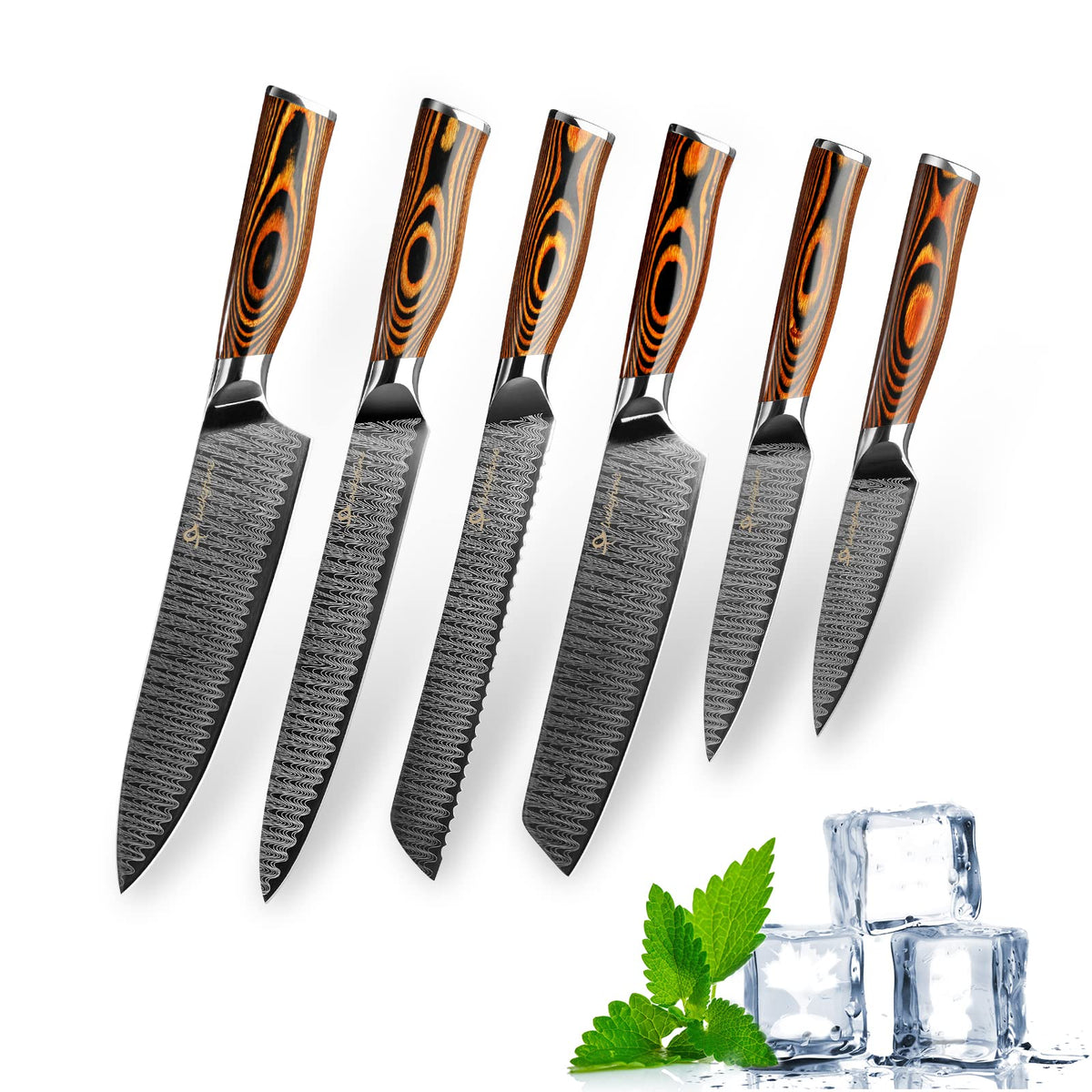 6pcs Chef's Knife Santoku Kitchen Knife Sharp Meat Cleaver Thinly