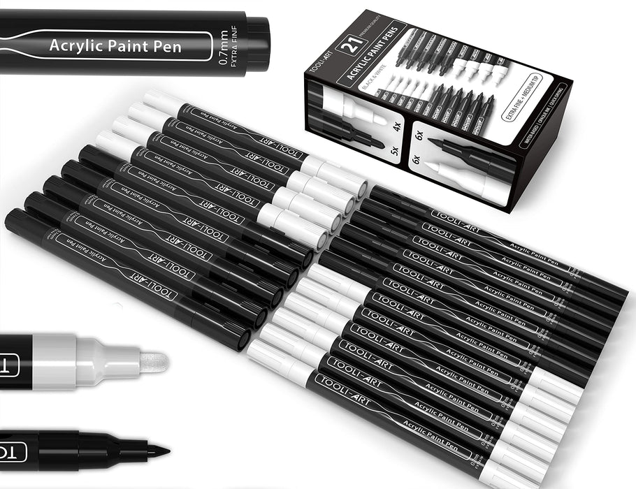 White Paint Pens for Rock Painting, Stone, Ceramic, Glass, Wood. Set of 12 Acrylic  Paint Markers Medium Tip 