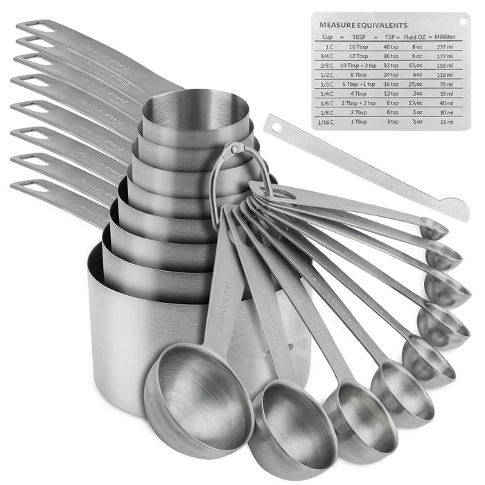  Stainless Steel Measuring Cups And Spoons Set 10 Pcs, 5 Measuring  Cups And 5 Measuring Spoons for Baking and Cooking (10 Pcs Stainless Steel  Cups and Spoons): Home & Kitchen