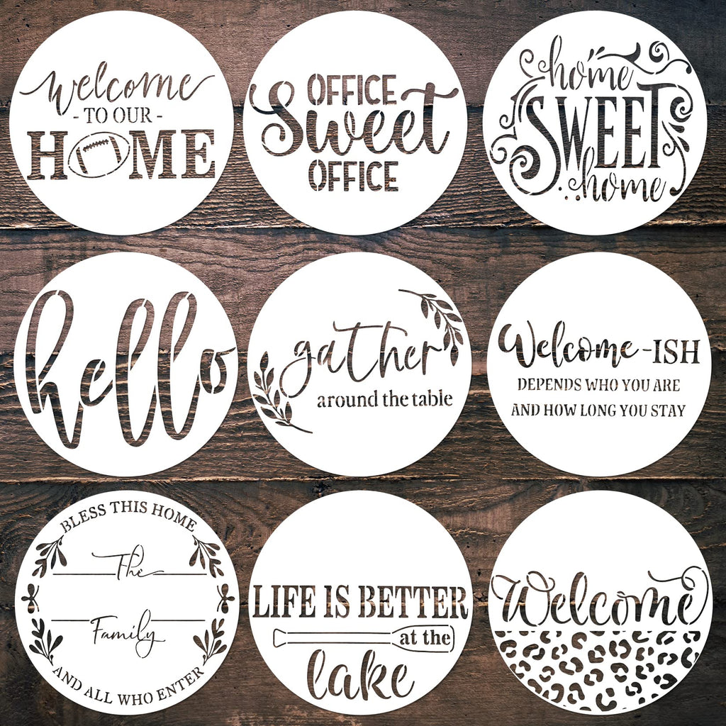 Welcome Stencils for Painting On Wood 18 Round Large Reusable Welcome —  CHIMIYA