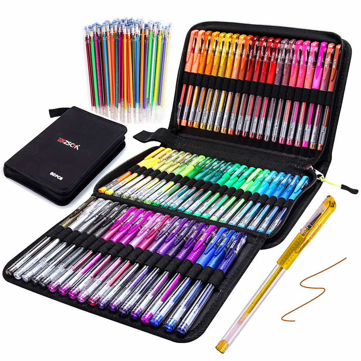 Gel Pens 120 Colored Glitter Gel Pen with a Storage Bag Case for Kids Adults  Coloring