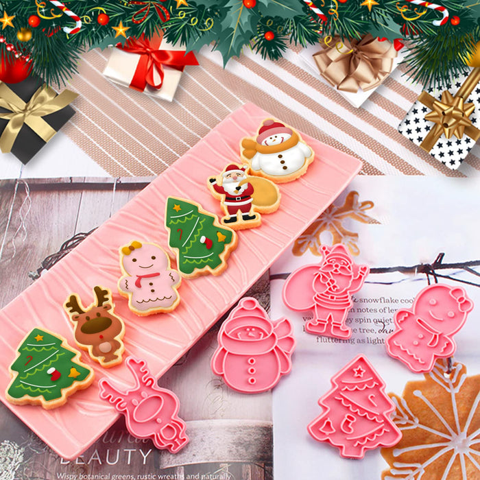 Leesgel Christmas Cookie Cutters for Baking, Gingerbread Man Christmas Tree Santa Reindeer Cookie Cutter, Cookie Decorating