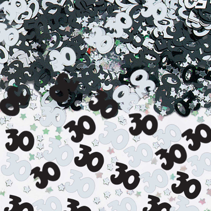 amscan 9900480 Metallic Black & Silver Number 30 Confetti-14g-1 Pack