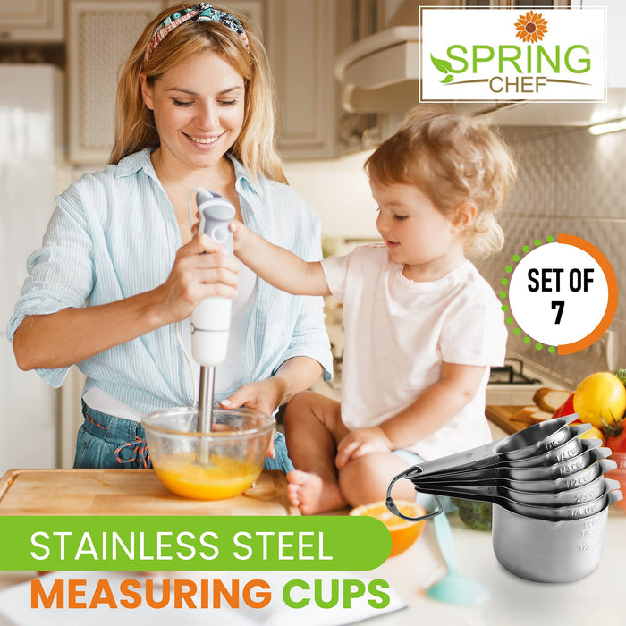  Spring Chef Stainless Steel Measuring Cups & Magnetic Measuring  Spoons Set: Home & Kitchen