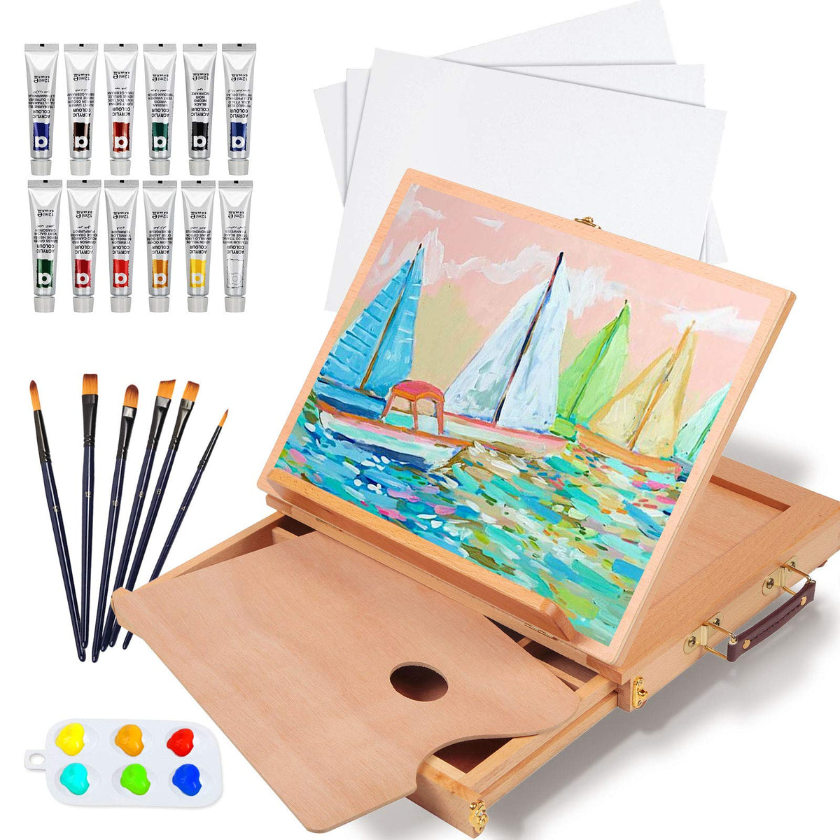 Art Supplies, 240-Piece Drawing Art kit, Gifts Art Set Case with Double  Sided Trifold Easel, Includes Oil Pastels, Crayons, Colored Pencils,  Watercolor Cakes, Sketch Pad (PINK) 