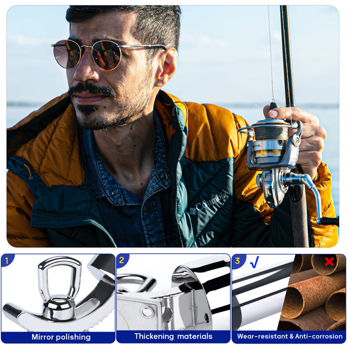 All Angle Deck-Mount Adjustable Fishing Rod Holder - 360° Adjustable - Flange Mount 90 Degrees, Marine Quality