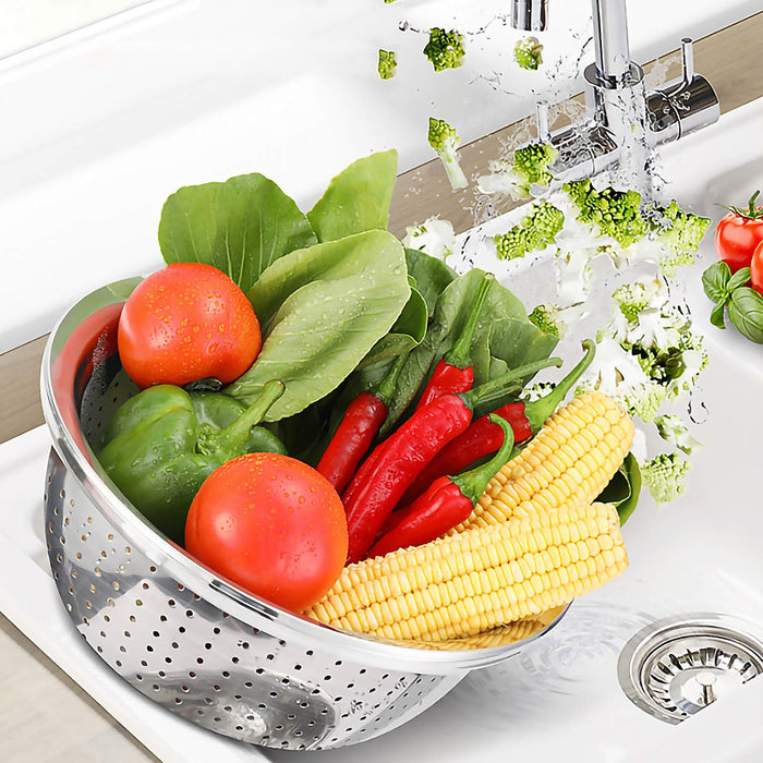 Multifunctional stainless steel basin,Stainless steel grater, drain basket, rice basket, vegetable cutter, 5-in-1 kitchen