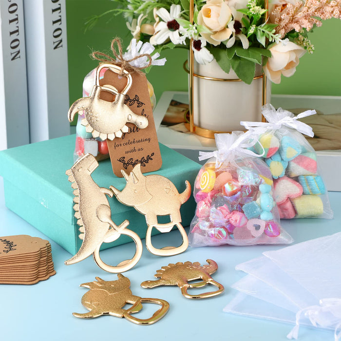 30 Pcs Dinosaur Bottle Openers Baby Shower Favors for Guests Bottle Opener Decorations and Souvenirs with Organza Bags