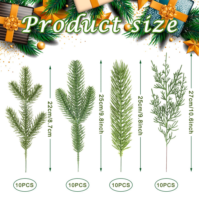 PENGYEE 20pcs Artificial Pine Branches Green Leaves Needle Garland