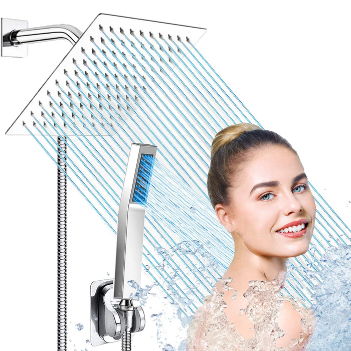 All Metal Dual Square Shower Head Combo | 6" Rain Shower Head | Handheld Shower Wand with 78" Extra Long Flexible Hose | Smooth 3-Way Diverter | A Bathroom Upgrade