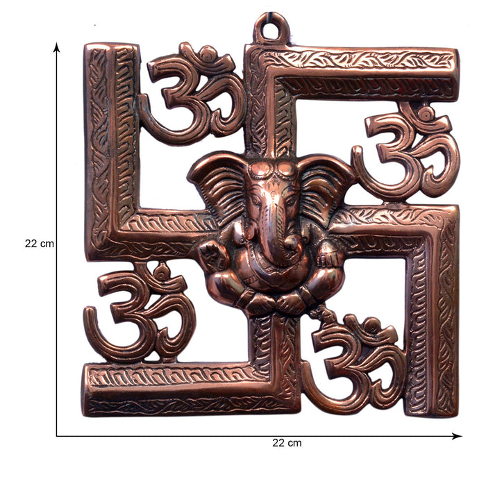 Lord Ganesha Idol for Home Decor Enriched with Om and Swastik Vastu Items for Home for Good Luck Ganesha Wall Hanging