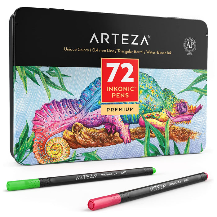 ARTEZA Inkonic Fineliners Fine Point Pens, Set of 72 Fine Tip