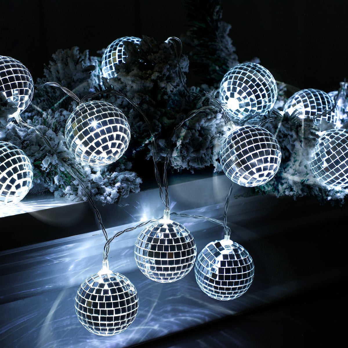 Mini Disco Ball LED Party Lights, Party Lights, Twinkle Lights,battery-powered  Warm White LED Fairy Light Strand, Disco Mirror Ball Lights 