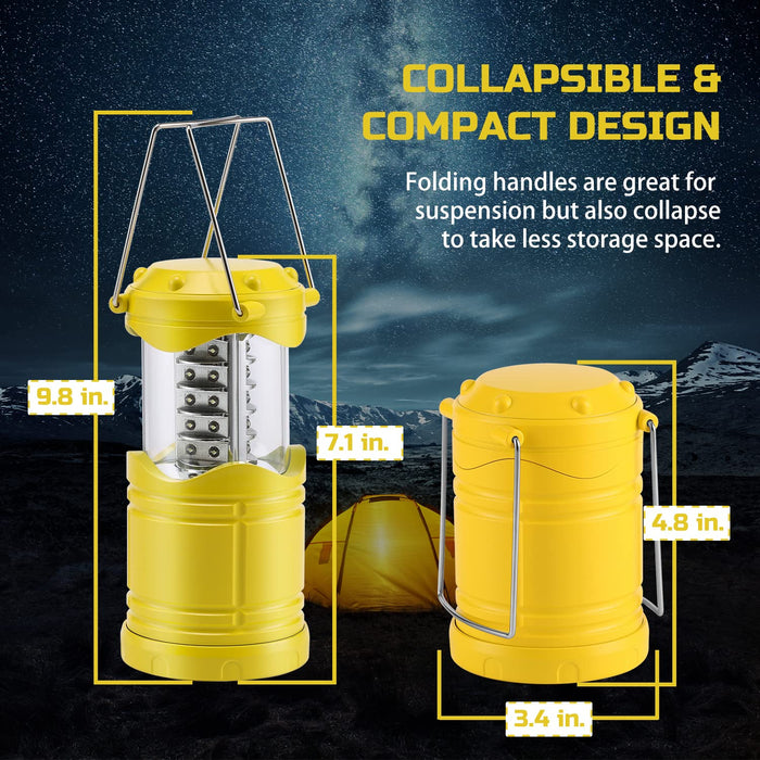 Lichamp 4 Pack LED Camping Lanterns, Battery Powered Camping Lights LED Super Bright Collapsible Flashlight Portable Emergency Supplies Kit, A4YL
