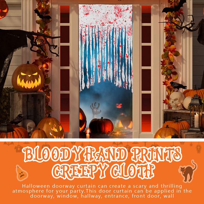 Bloody Halloween Decorations Halloween Doorway Curtain Halloween Party Decorations With Bloody Hand Prints Creepy Decor Scary