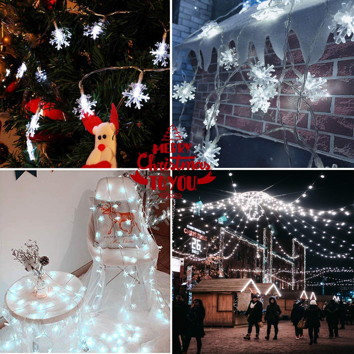 Christmas Snowflake String Lights 20Ft 40 LED Battery Operated