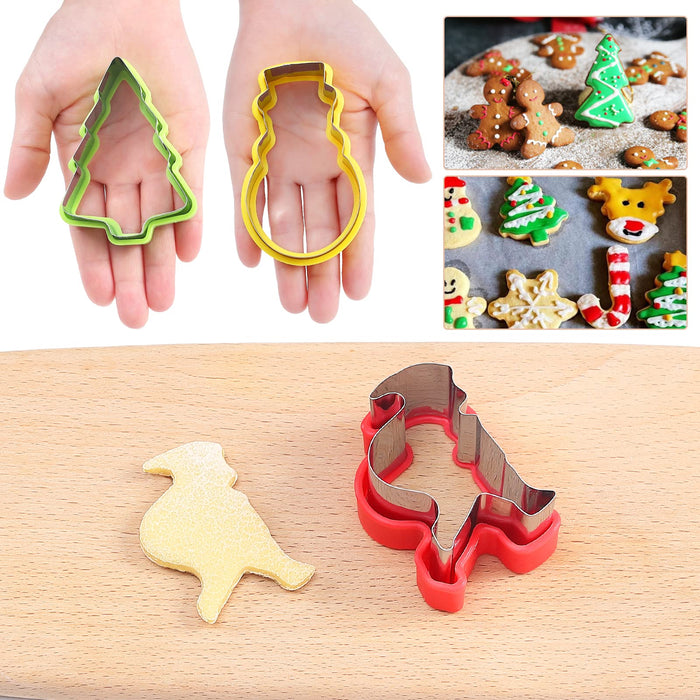 Christmas Cookie Cutters-9 Christmas holiday themed baking cutters-Flying Deer,Snowflake,Christmas Tree,Deer head,Santa Claus