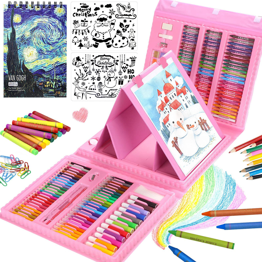 ART SUPPLIES Set with Case Painting Coloring Drawing Pink 139 Pack KINSPORY