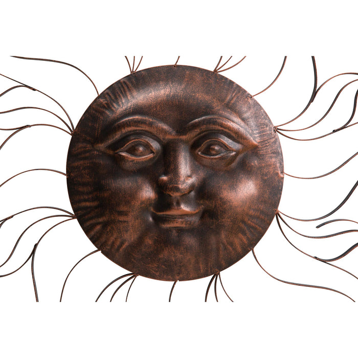 Sunjoy Metal Wall Decor Vintage Copper Sun Face Wall Art Indoor Outdoor Distressed Decoration Wall Art with Keyhole Hanger