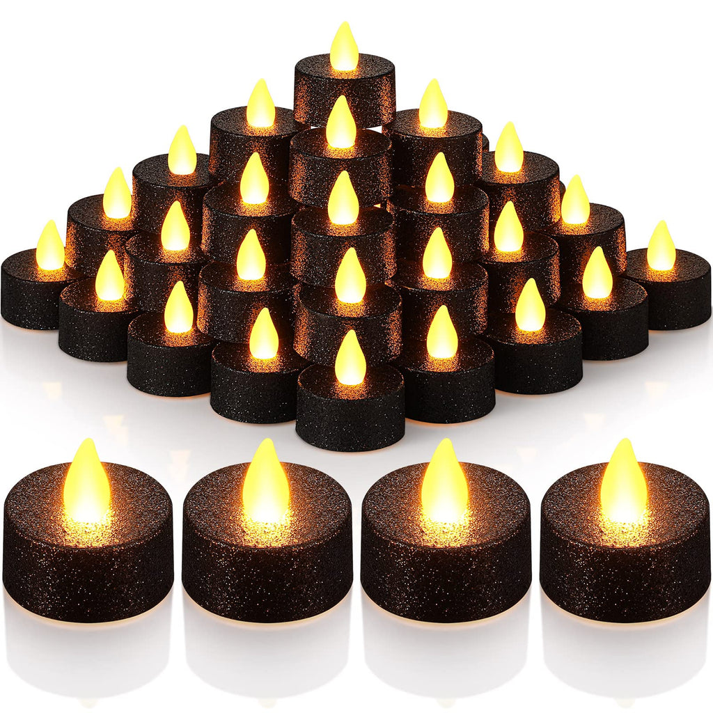 24 Pieces Romantic Glitter Candle Flameless Tea Lights Votive Candle  Electric Fake LED Candle for Wedding Anniversary Table Party Decor  (Gold,Glitter)