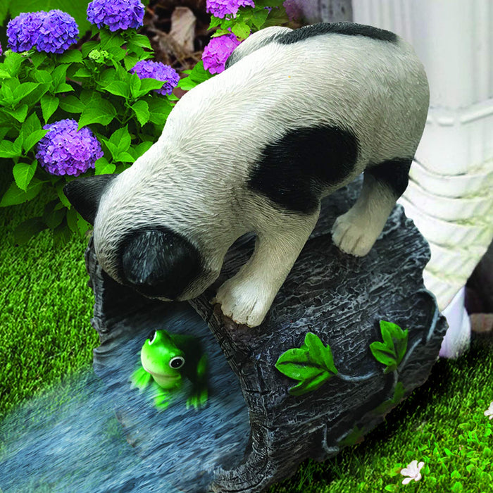 Decorative Downspout Extension Outdoor Garden Statue (Playful Chasing Kitty and Frog)