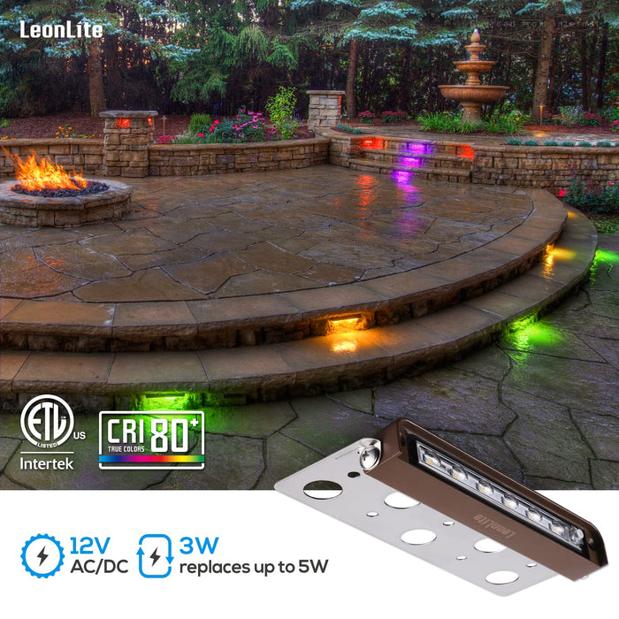 LEONLITE 8-Pack Inch 3W RGB LED Hardscape Lighting, Retaining Wall L —  CHIMIYA