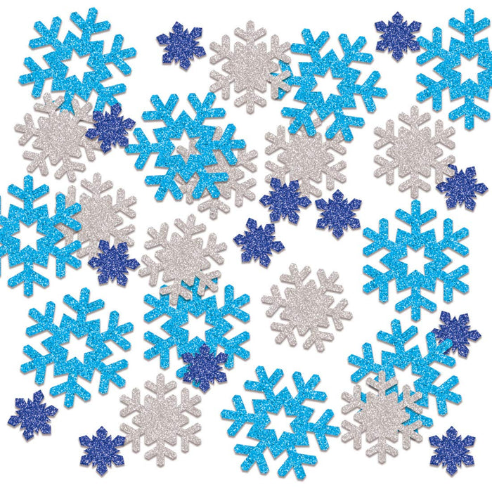 Assorted Color Glittery Snowflake Confetti - 1 Pack.