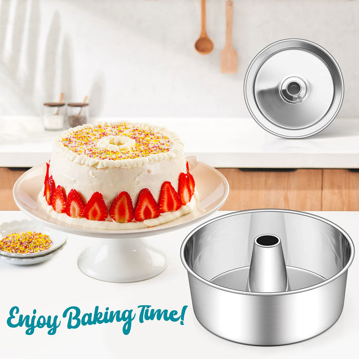 E-far Angel Food Cake Pan, 10-Inch Non-stick Tube Pan for Baking Pound  Chiffon Cake, One-piece Design, Easy Release & Clean - Yahoo Shopping