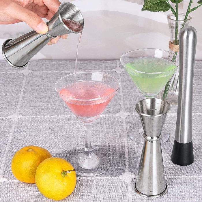 Tezzorio Stainless Steel Double Jigger 1 & 2 oz, Bar Cocktail Measuring Liquor Jigger Pony