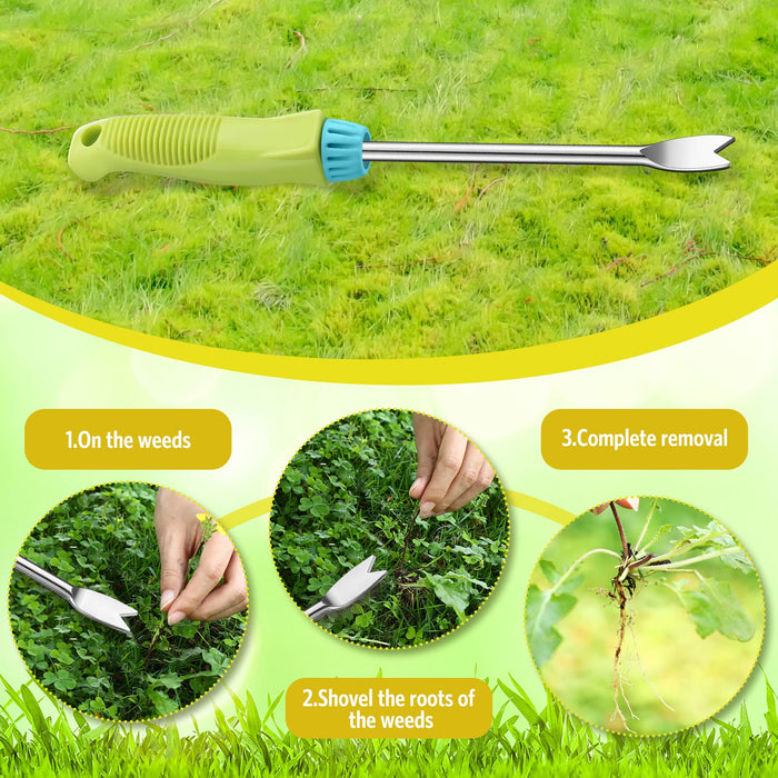 CHENGU 2 Pack Weeder Tool with Ergonomic Handle Manual Weeders Weed Puller Weeding Tool Garden Tools Gardening Tools for Lawn Garden Yard Farmland Plant Removal Supplies (Bright Style, Rubber Handle)
