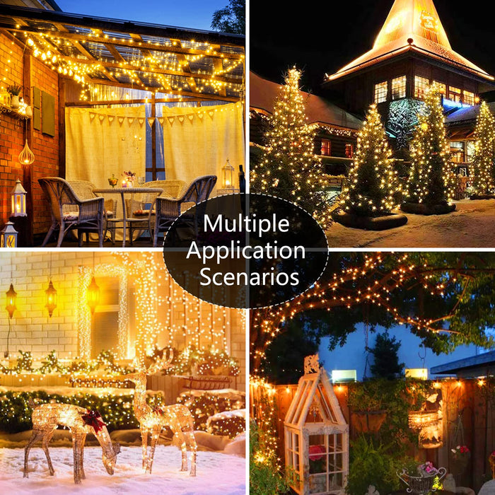 Decute Christmas Decorations Outdoor String Lights 8 Modes and Timer with  Remote