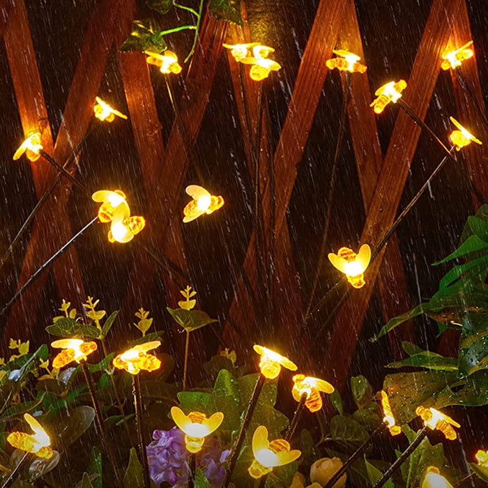 16Led Solar Bee Garden Lights Solar Powered Honeybees Outdoor Decorations Swaying Lights Waterproof Solar Firefly Landscape Light
