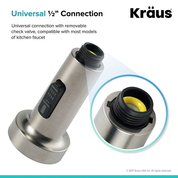 Kraus KFS-1SS Dual Function Kitchen Faucet Sprayer, Stainless Steel 4.4" x 2"