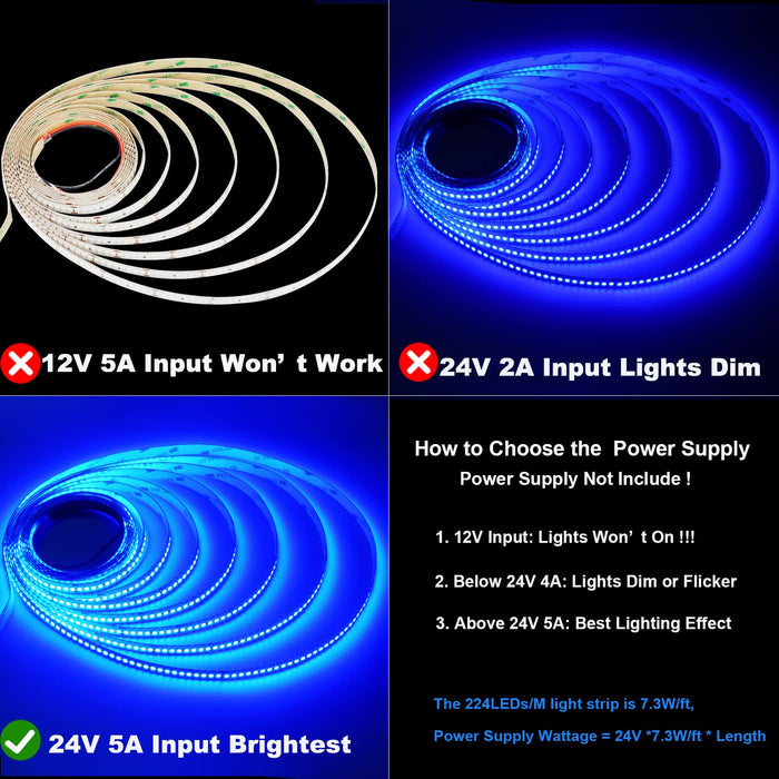 16.4ft RGB Ice Blue SMD 2835 300 LED Flexible Light Strip No-Waterproof DC  12V 