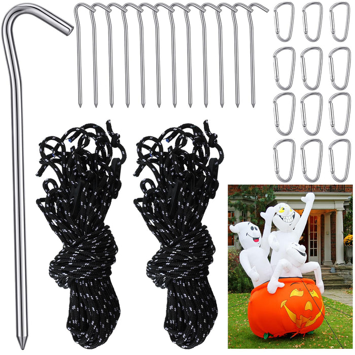 36 Pieces Inflatable Stakes And Tethers Replacement Tethers And Aluminum Metal Stakes Yard Inflatable Spikes Accessories Tent