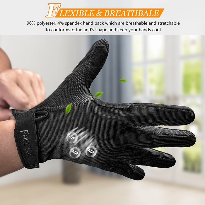FREETOO Full-Finger Workout Gloves for Men, [Excellent Grip] [Palm Protection] Padded Weightlifting Gloves Lightweight Gym Gloves Durable Training Gloves for Exercise Fitness