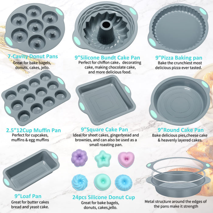 Nonstick Baking Pans Set, Bakeware Sets Including Round / Square
