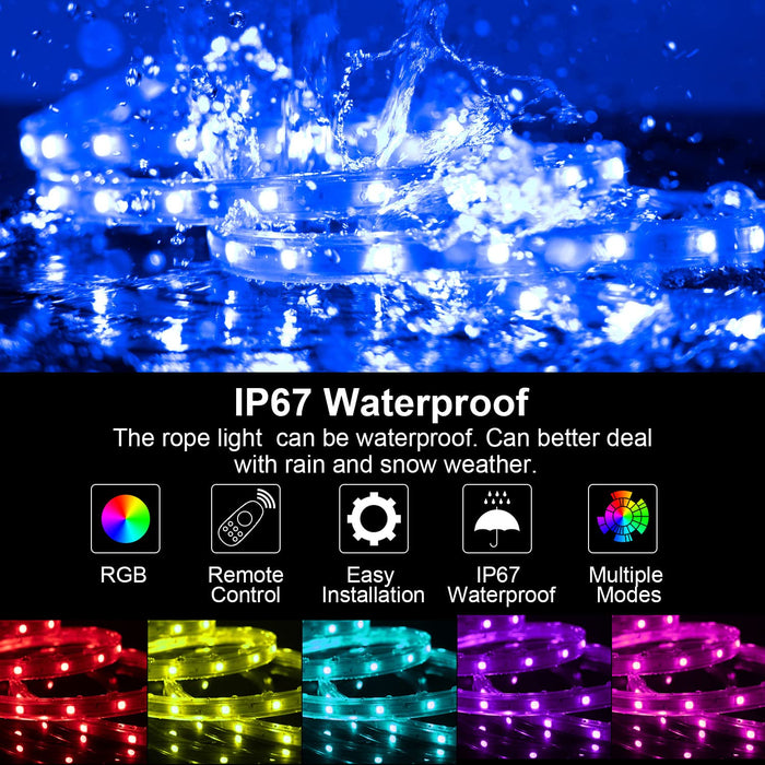 LED Rope Lights Outdoor Waterproof, 120ft RGB Waterproof Outdoor LED S —  CHIMIYA