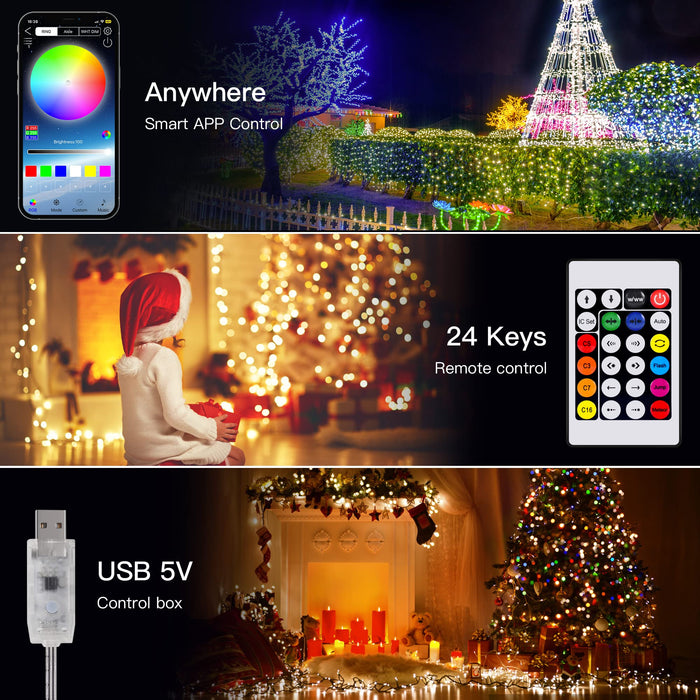 Galgreen 33Ft Christmas Led Fairy Lights Plug In Color Changing With R —  CHIMIYA