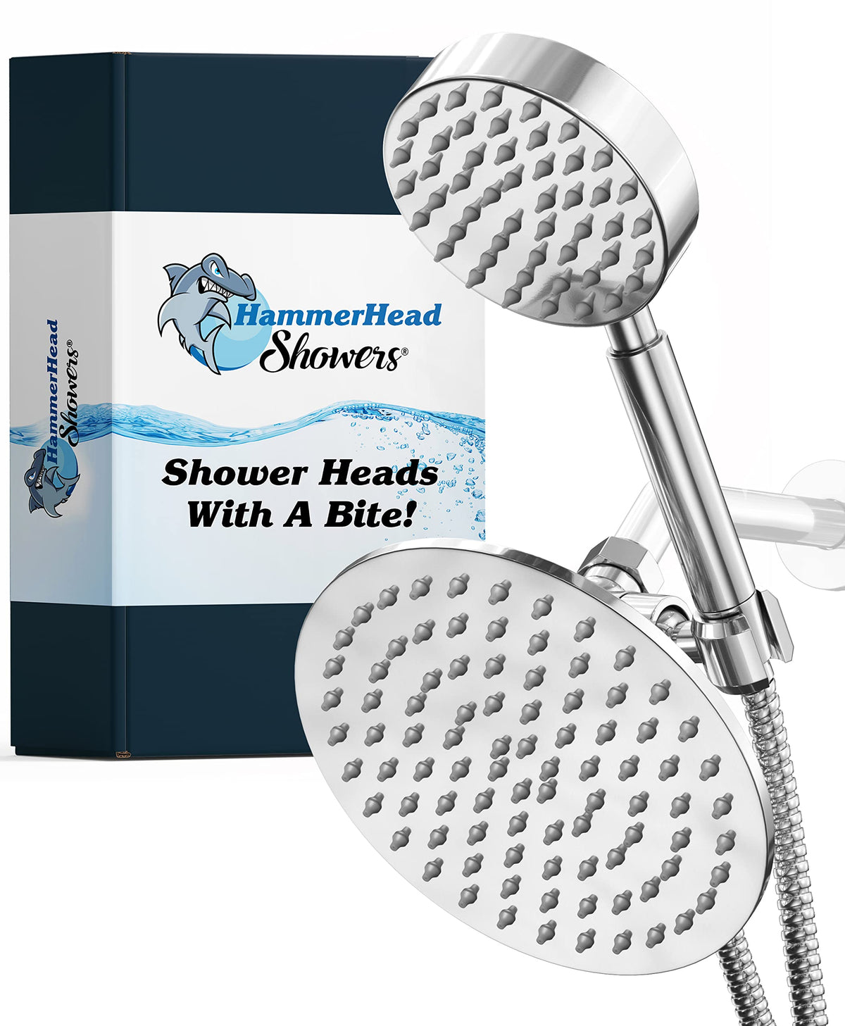 Hibbent Chrome All Metal Rainfall Shower Head With Handheld Combo Extension  Arm