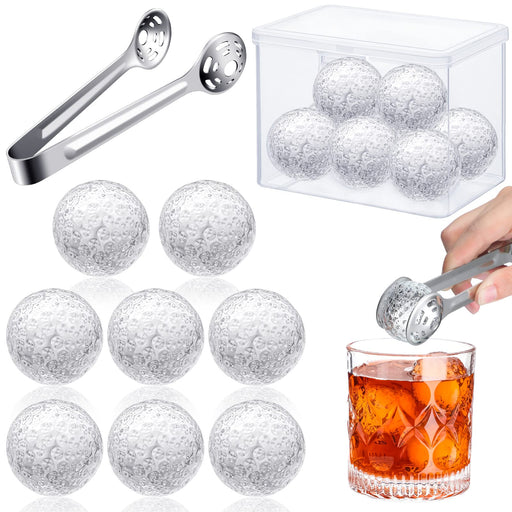 Outset Stainless Steel Golf Ball Whiskey Chillers with Storage Bag and  Tongs Set of 2