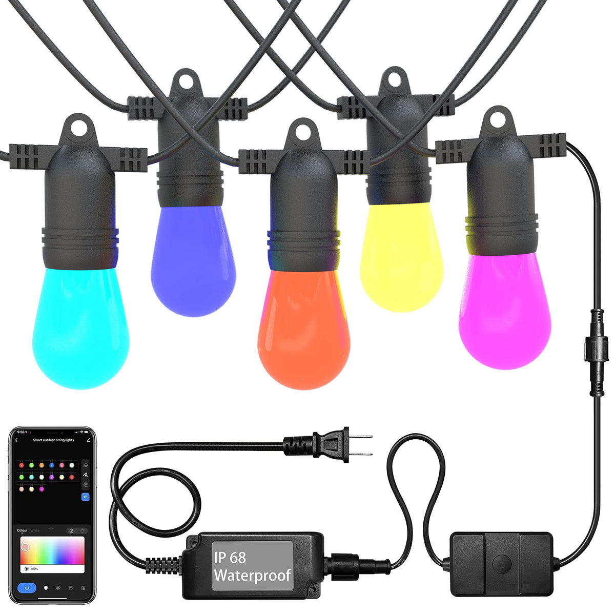 Govee 48' RGBW Wi-Fi Outdoor String Light