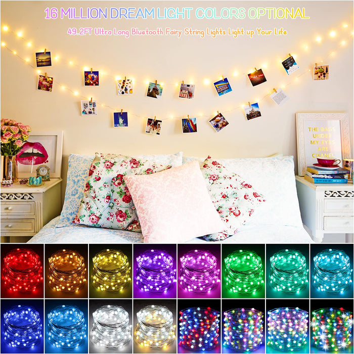 Christmas Fairy String Lights USB Powered Color Changing LED Fairy Lights  with APP Sync Music Starry Lights Bluetooth Plug in RGB LED String Light  Waterproof Wire String Light for Bedroom Patio (2/3/5/10/20m)